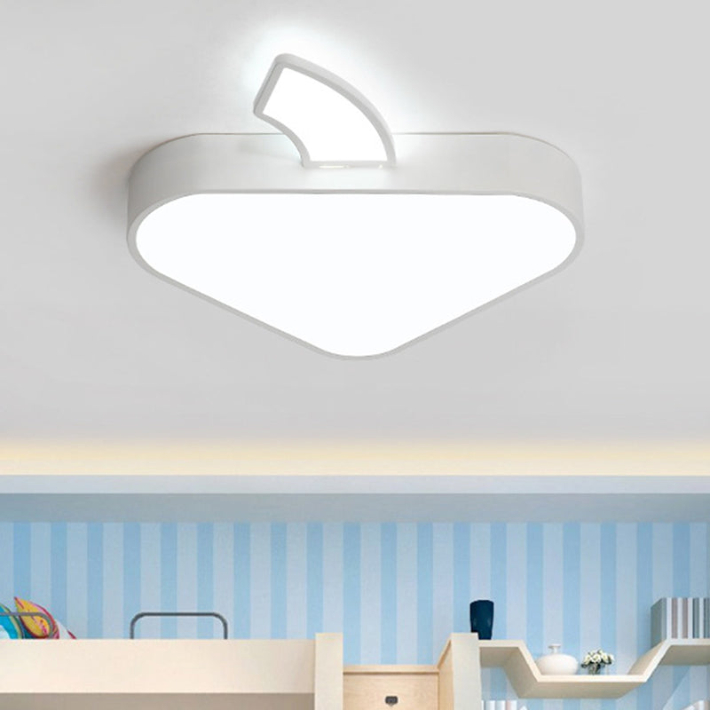 Modern Triangle Apple Ceiling Flush Mount Led Lighting For Child Bedroom In White 18/21.5 Wide / 18