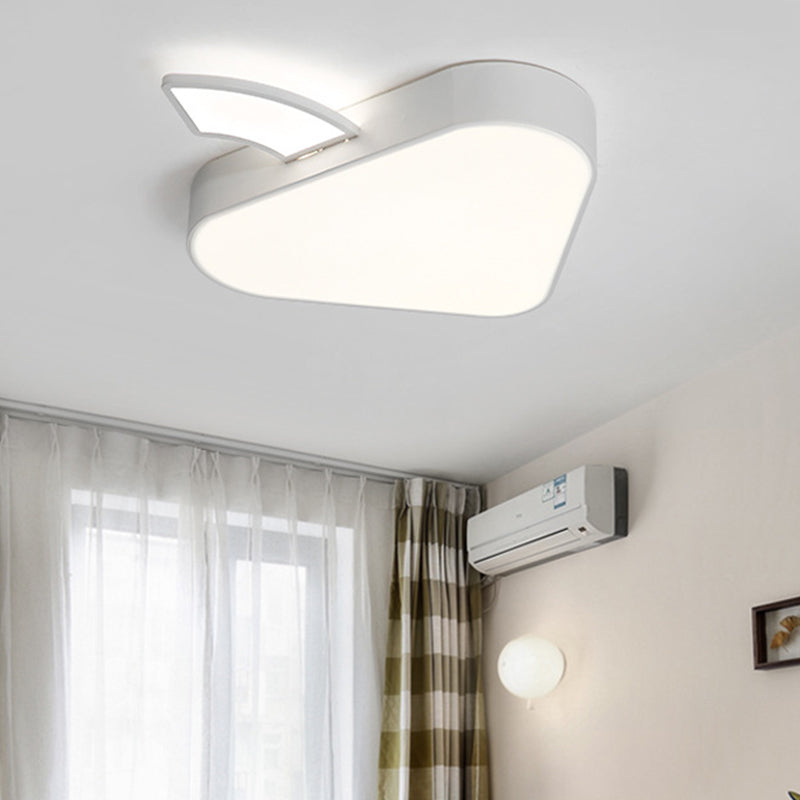 Modern Triangle Apple Ceiling Flush Mount Led Lighting For Child Bedroom In White 18/21.5 Wide