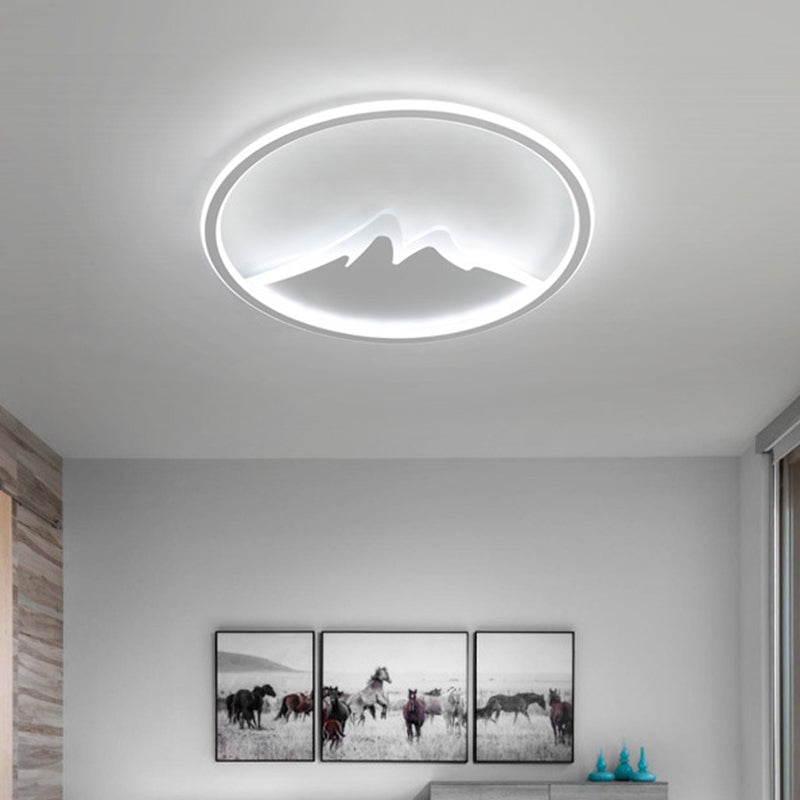 Led Bedroom Flushmount Ceiling Light With Ring And Acrylic Shade In White/Warm - Modern Design