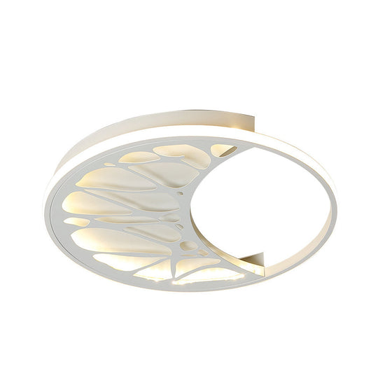White Acrylic Moon Flush Light - Led Ceiling Fixture For Contemporary Bedroom Decor (16/19.5 Wide)