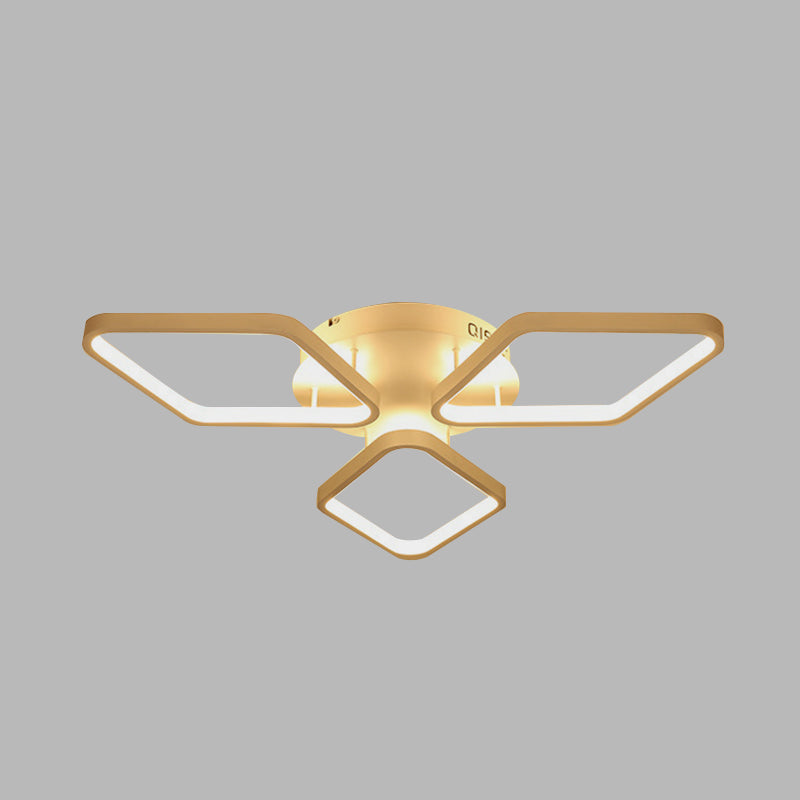 Modern Led White Rhombus Ceiling Flush Mount Light In White/Warm 20/21 Wide