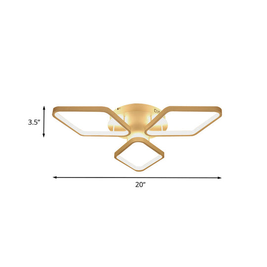 Modern Led White Rhombus Ceiling Flush Mount Light In White/Warm 20’/21’ Wide