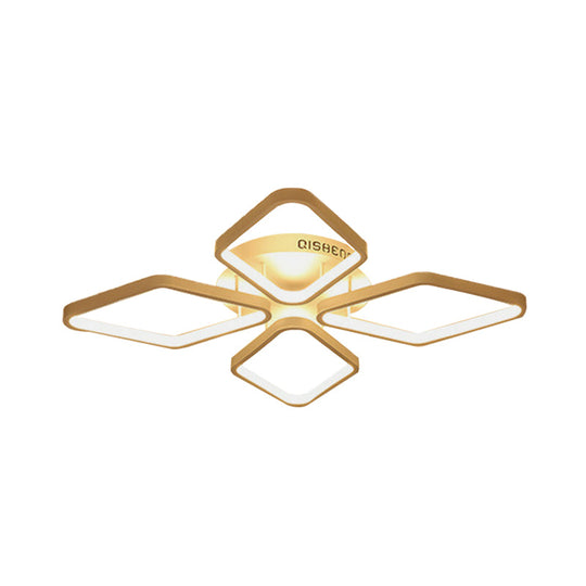 Modern Led White Rhombus Ceiling Flush Mount Light In White/Warm 20’/21’ Wide