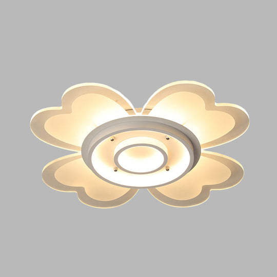 Modern Flower Flush-Mount Led Light Fixture In White With Warm/White 16/19.5 W