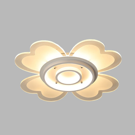 Modern Flower Flush - Mount Led Light Fixture In White With Warm/White 16’/19.5’ W