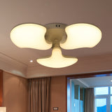 Modern White Led Ceiling Mounted Fixture With 3/5 Heads Shell Acrylic Shade - 23.5/27.5 Wide / 23.5