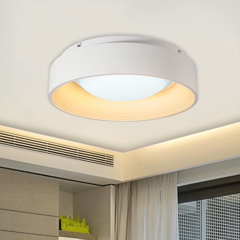 Modern Led Flush Mount Drum Ceiling Light For Bedroom White Acrylic 18’/23.5’ Dia / 18’