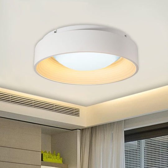 Modern Led Flush Mount Drum Ceiling Light For Bedroom White Acrylic 18’/23.5’ Dia / 18’