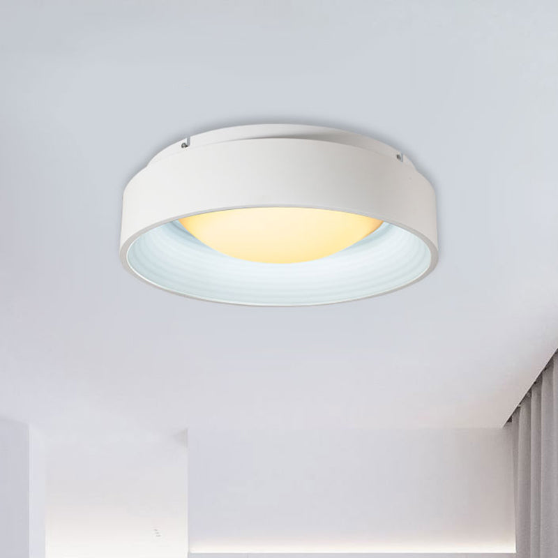 Modern Led Flush Mount Drum Ceiling Light For Bedroom White Acrylic 18’/23.5’ Dia