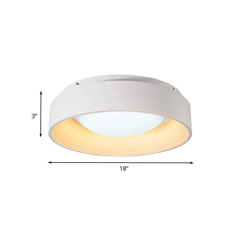 Modern Led Flush Mount Drum Ceiling Light For Bedroom White Acrylic 18’/23.5’ Dia