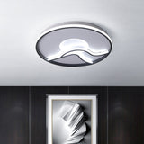 Led Flush Ceiling Light In Black Finish With White/Warm For Minimalist Bedroom - 16.5’/20.5’ Wide