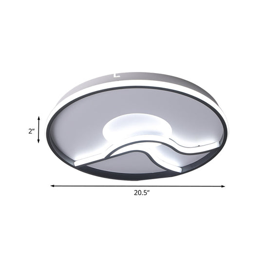 Led Flush Ceiling Light In Black Finish With White/Warm For Minimalist Bedroom - 16.5’/20.5’ Wide