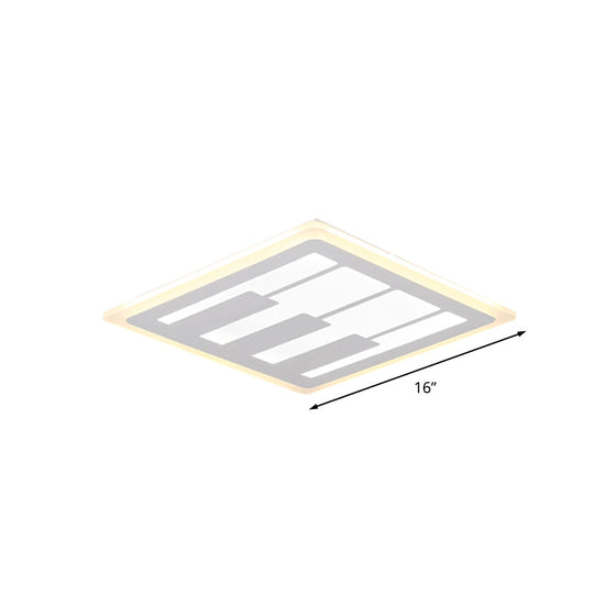 Acrylic Square Flushmount Led Ceiling Light In Warm/White With Modernist Design