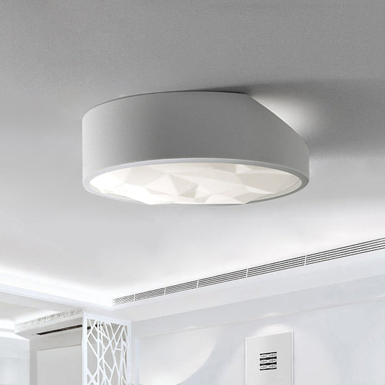 Sleek Metal Led Drum Flush Mount Ceiling Lamp - Minimalist Design (17/21 Wide) Ideal For Living Room