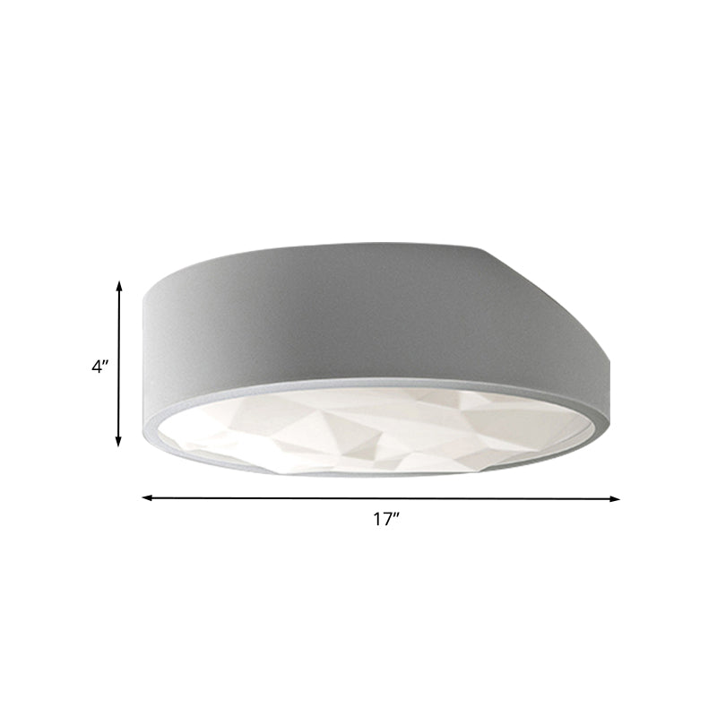 Sleek Metal Led Drum Flush Mount Ceiling Lamp - Minimalist Design (17/21 Wide) Ideal For Living Room