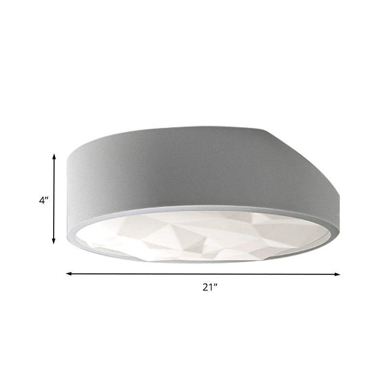 Sleek Metal Led Drum Flush Mount Ceiling Lamp - Minimalist Design (17’/21’ Wide) Ideal For
