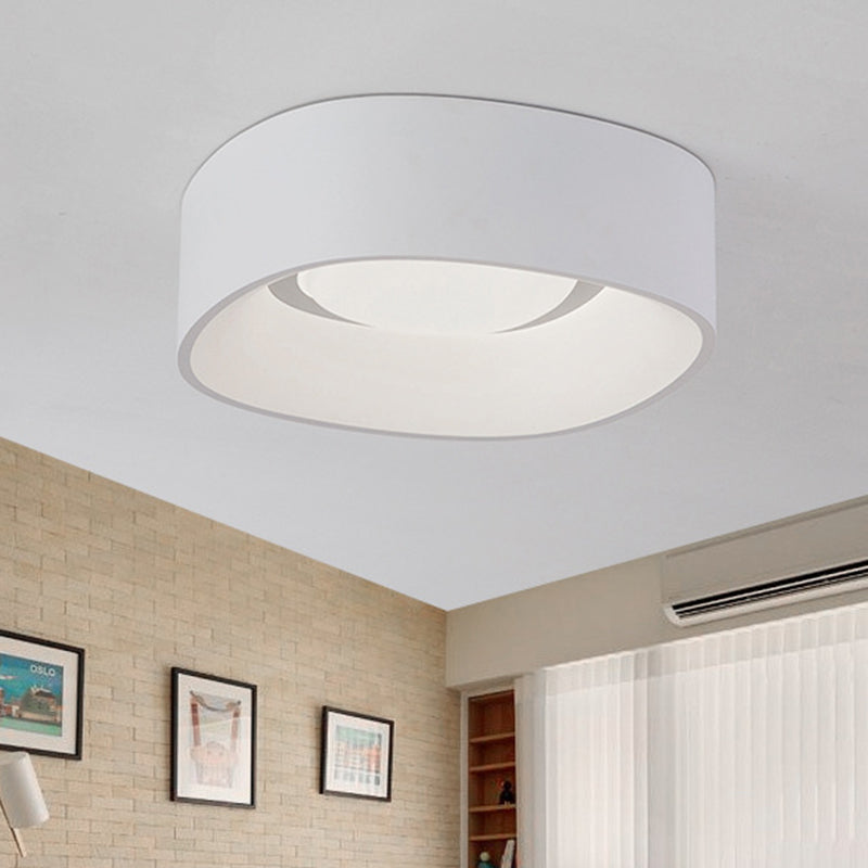 White Led Flush Mount Ceiling Light With Metallic Shade Available In 19/23 W / 19