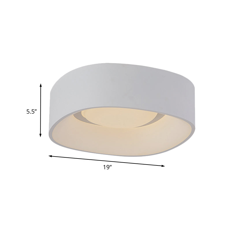 White Led Flush Mount Ceiling Light With Metallic Shade Available In 19/23 W