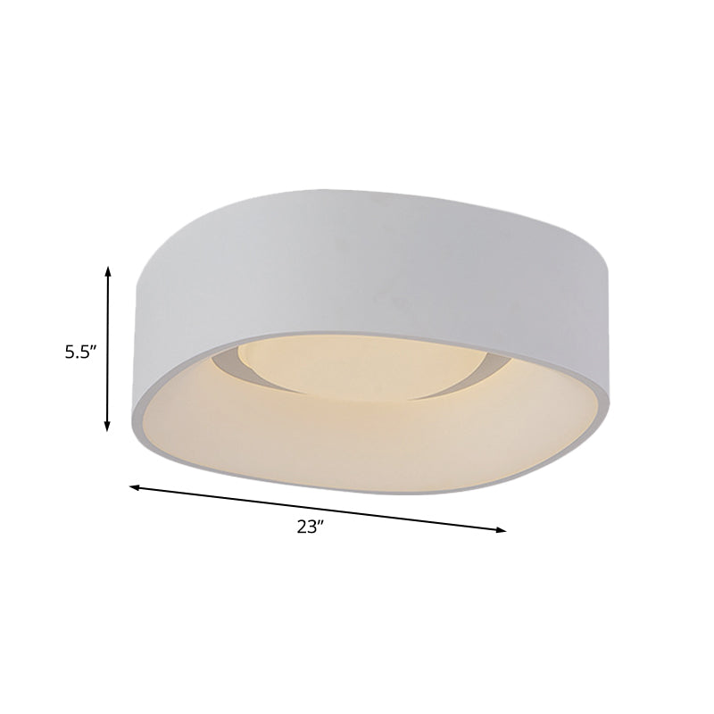 White Led Flush Mount Ceiling Light With Metallic Shade Available In 19/23 W