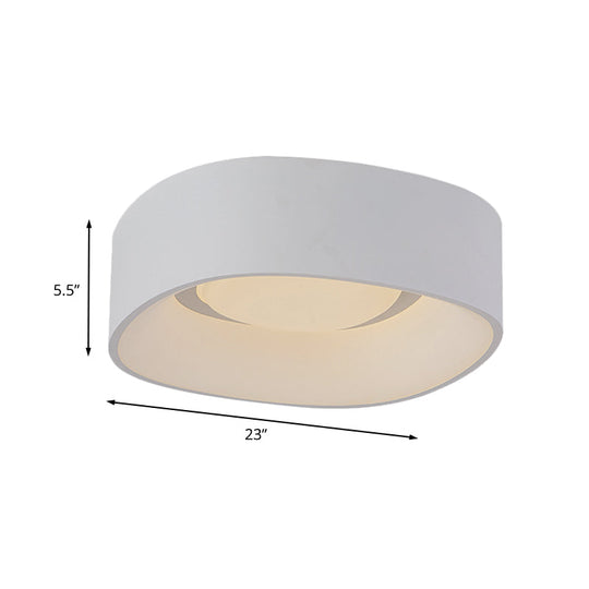 White Led Flush Mount Ceiling Light With Metallic Shade Available In 19/23 W