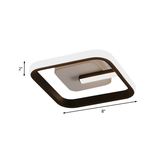 Modern Led Flush Mount Ceiling Light With Square Frame – Black Acrylic Fixture Warm/White Lighting