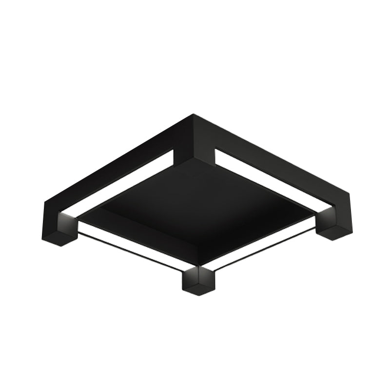 Modern Black Square Led Ceiling Flush Mount Light Fixture For Bedroom