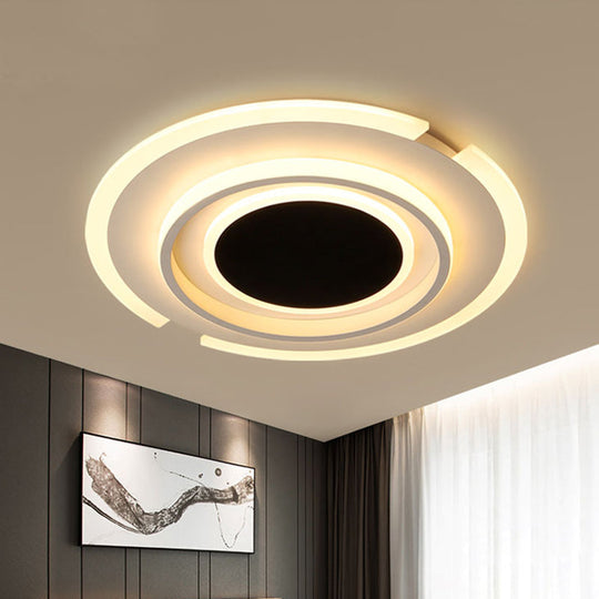 Modern Led Circle Flush Light Fixture - Folding Acrylic Lamp (16.5/20.5) Bedroom Mount Black/White