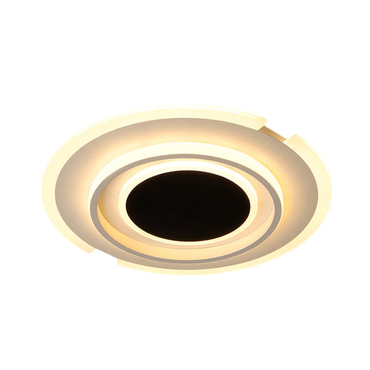 Modern Led Circle Flush Light Fixture - Folding Acrylic Lamp (16.5’/20.5’) Bedroom Mount Black/White