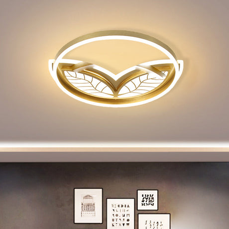 Contemporary Acrylic Halo Ring Flush Ceiling Light - Led Mount Lamp In Gold With Warm/White (16/19.5
