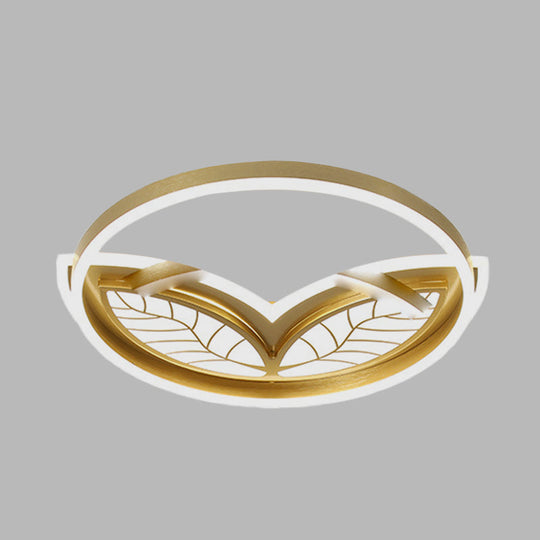 Contemporary Acrylic Halo Ring Flush Ceiling Light - Led Mount Lamp In Gold With Warm/White (16/19.5