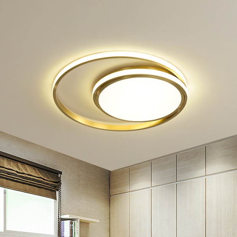 Modern Led Flushmount Light With Gold Finish And Acrylic Shade
