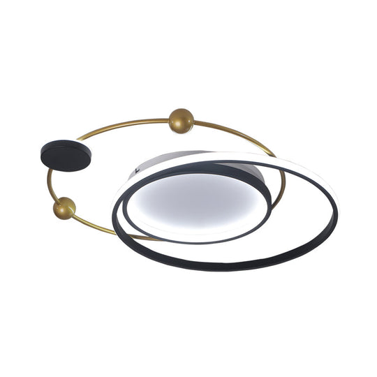 Minimalist Black And Gold Led Ceiling Light In Warm/White - Circle Metallic Flushmount Fixture