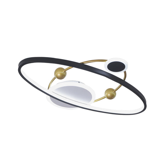 Modern Led Flushmount Lighting: Black & Gold Oval Ring Flush Ceiling Lamp - Warm/White Light