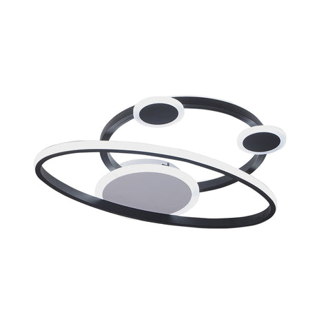 Modernist Acrylic Led Bedroom Ceiling Lamp - 16.5/20.5 W Oval Ring Flush Mount Light Black