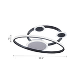 Modernist Acrylic Led Bedroom Ceiling Lamp - 16.5/20.5 W Oval Ring Flush Mount Light Black