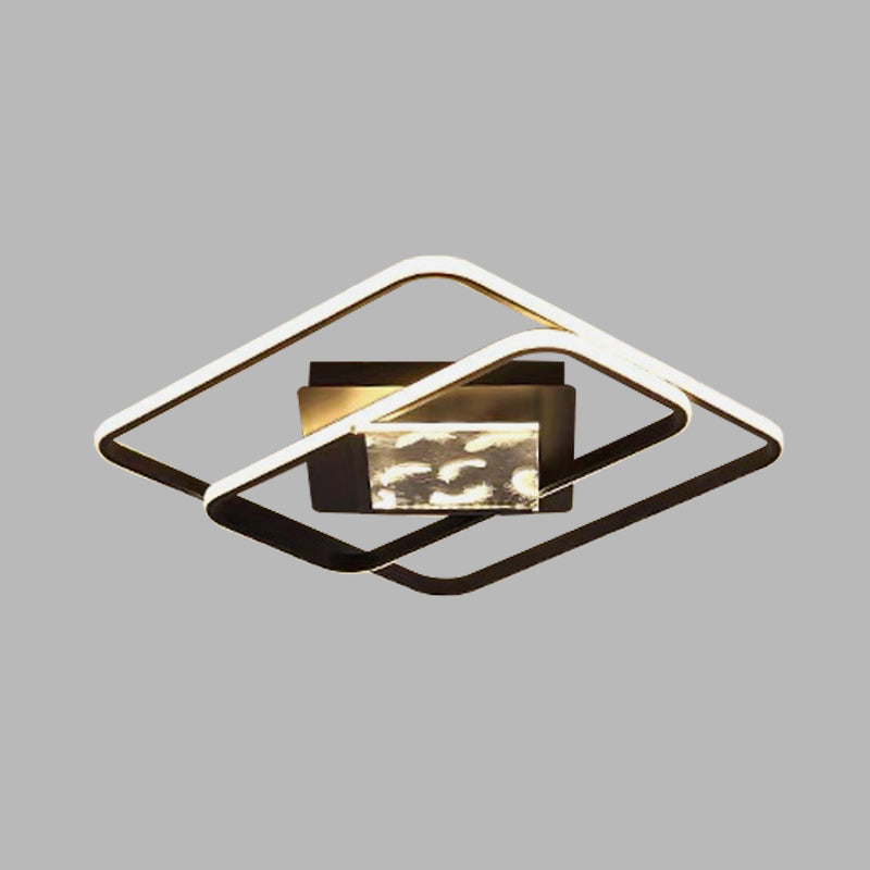 Minimalist Led Flush Ceiling Lamp: Acrylic Square Frame Black Mount Lighting