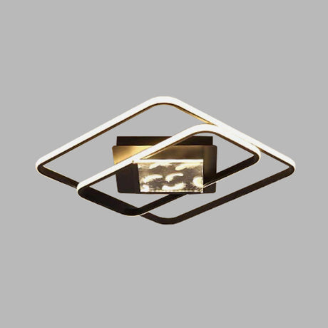 Minimalist Led Flush Ceiling Lamp: Acrylic Square Frame Black Mount Lighting