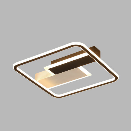 Modern Square Acrylic Flush Mount Led Ceiling Light For Bedroom 18’/24.5’ Width - Sleek Black