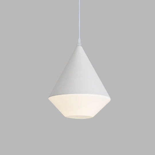 Diamond Led Acrylic Pendant Light Fixture - Modern White Suspension Lamp For Dining Table