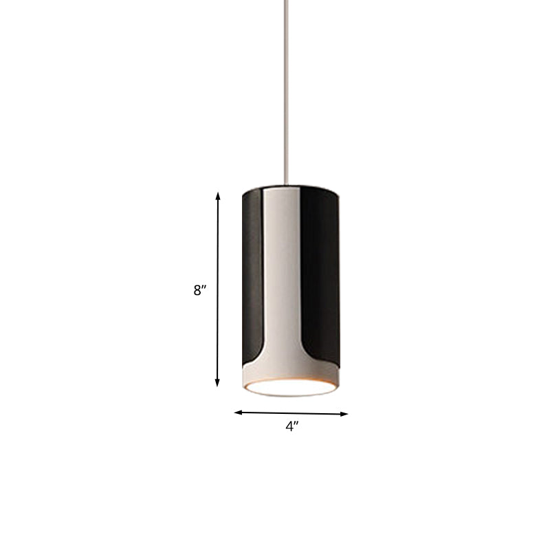 Sleek Black And White Cylinder Pendant Lamp Kit For 1-Head Dining Table