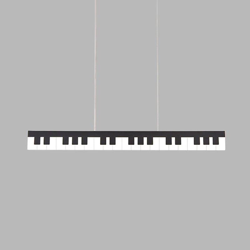 Contemporary Led Acrylic Pendant Ceiling Light In White/Black Piano Key Shape - 3 Options
