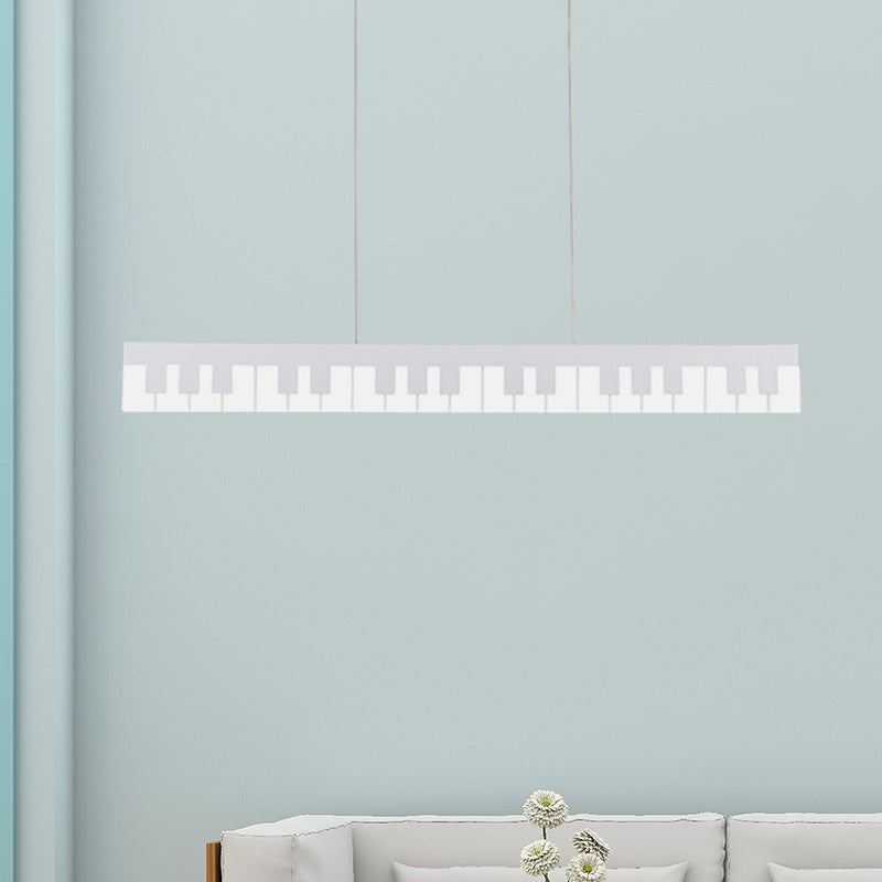 Contemporary Led Acrylic Pendant Ceiling Light In White/Black Piano Key Shape - 3 Options