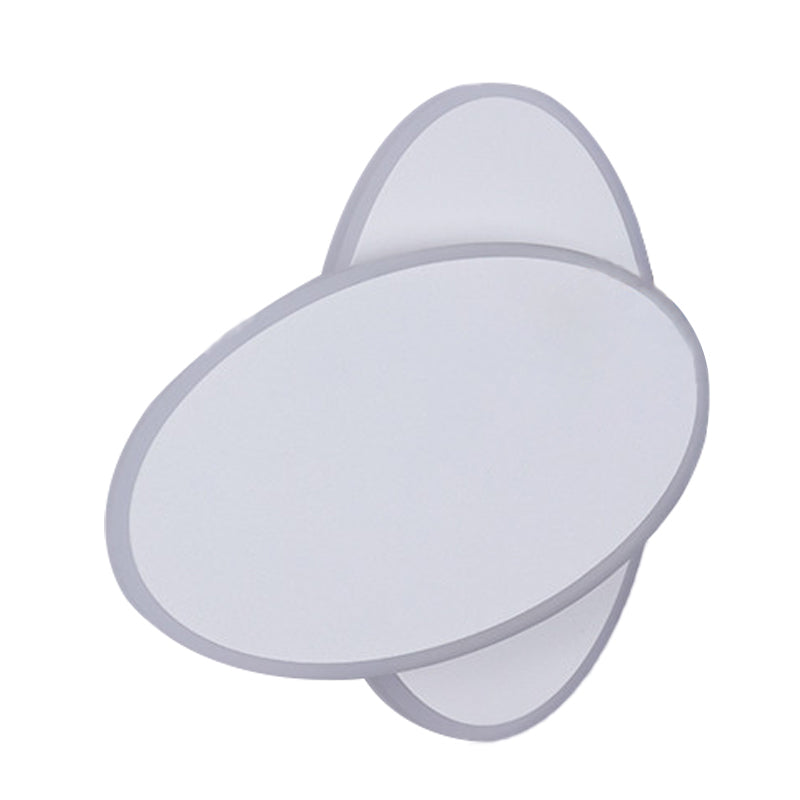 Contemporary Led Double Oval Wall Sconce Light With Acrylic Shade In White/Black Finish - Warm/White