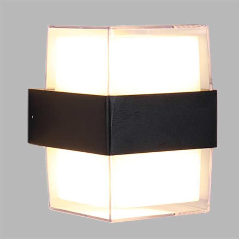 Modern White And Black Cuboid Box Led Acrylic Wall Sconce Light For Bedside In Warm/White