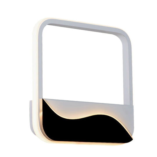 Led Wall Mount Sconce With Minimalist Square Frame In White/Black Acrylic Shade Warm/White Light
