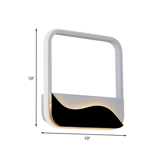 Led Wall Mount Sconce With Minimalist Square Frame In White/Black Acrylic Shade Warm/White Light