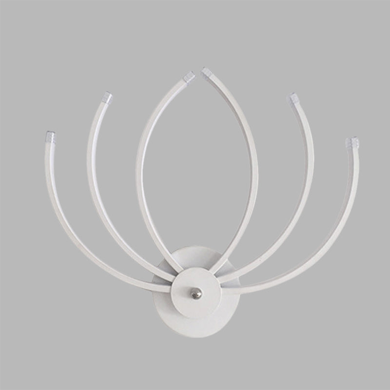 Modern Lotus Wall Sconce Led Bedside Light In White With Linear Design Warm/White Glow