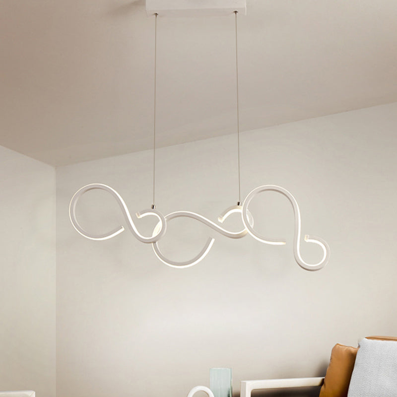 Twisted Acrylic Pendant Lighting: 31.5/43 Wide Led Ceiling Light In White - Perfect For Living Room