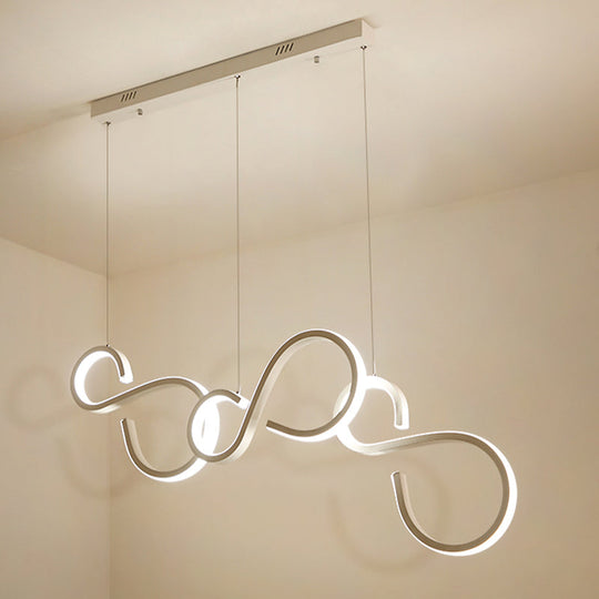 Twisted Acrylic Pendant Lighting: 31.5/43 Wide Led Ceiling Light In White - Perfect For Living Room