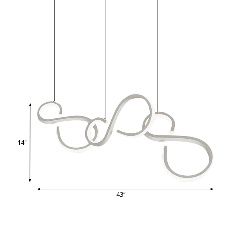 Modern White Acrylic Pendant Lighting - Twisted Design Led 31.5’/43’ Wide Ideal For Living Rooms